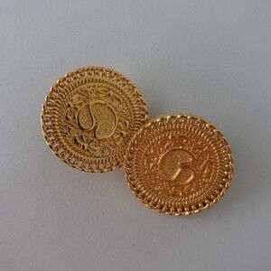 St. John Coin Elegant Clip-on Gold-Tone Earrings